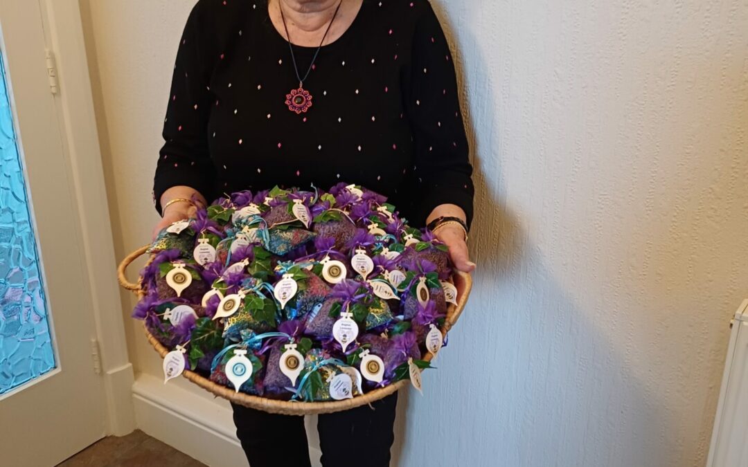 Karen Sutton M@L of D.22 has made 100 Lavender Bags for the Honey Pot Stall at Convention