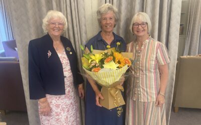 D5 IW Crewe Presidents Jan and June Congratulate Sue on 50 Years of IW Membership.
